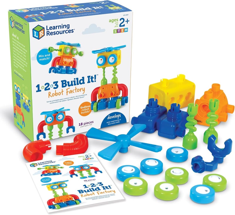 1-2-3 Build It! Robot Factory - Fine Motor Toy for Kids 2+