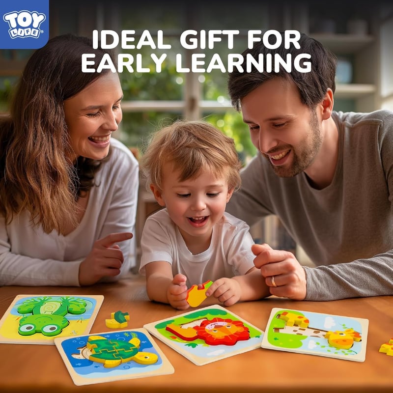 Toddler Wooden Animal Puzzles - Montessori Learning Toy
