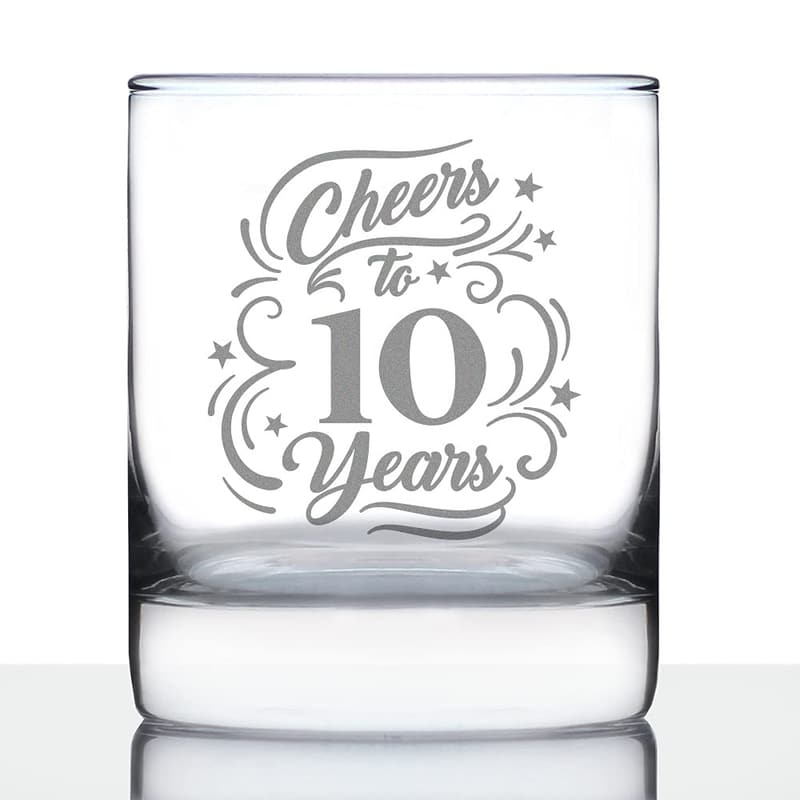 10th Anniversary Whiskey Rocks Glass - 10.25 Oz Gift
