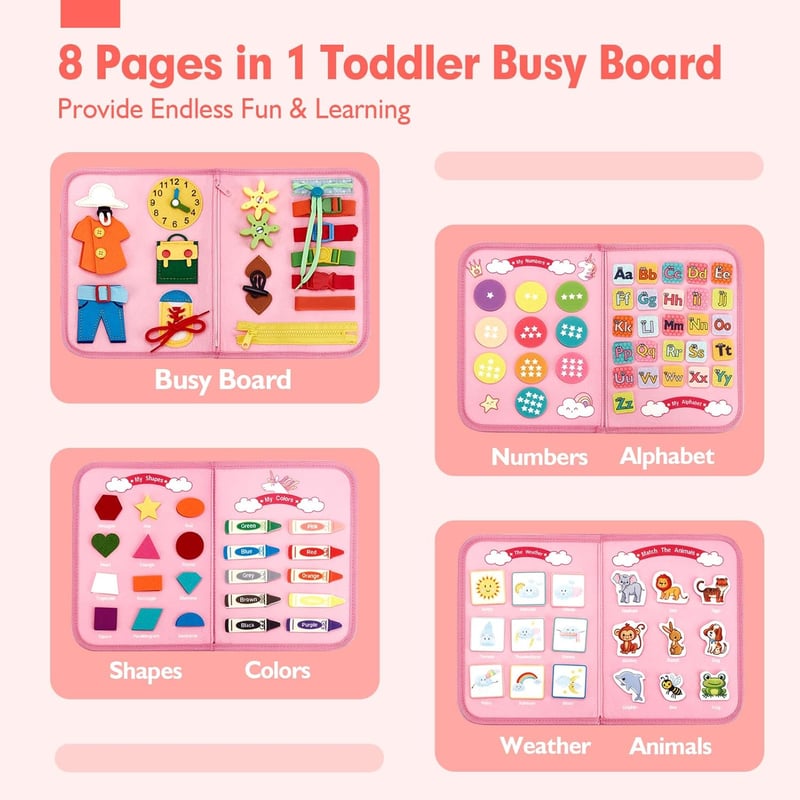 Montessori Busy Board - Educational Toy for 2-Year-Old Girls