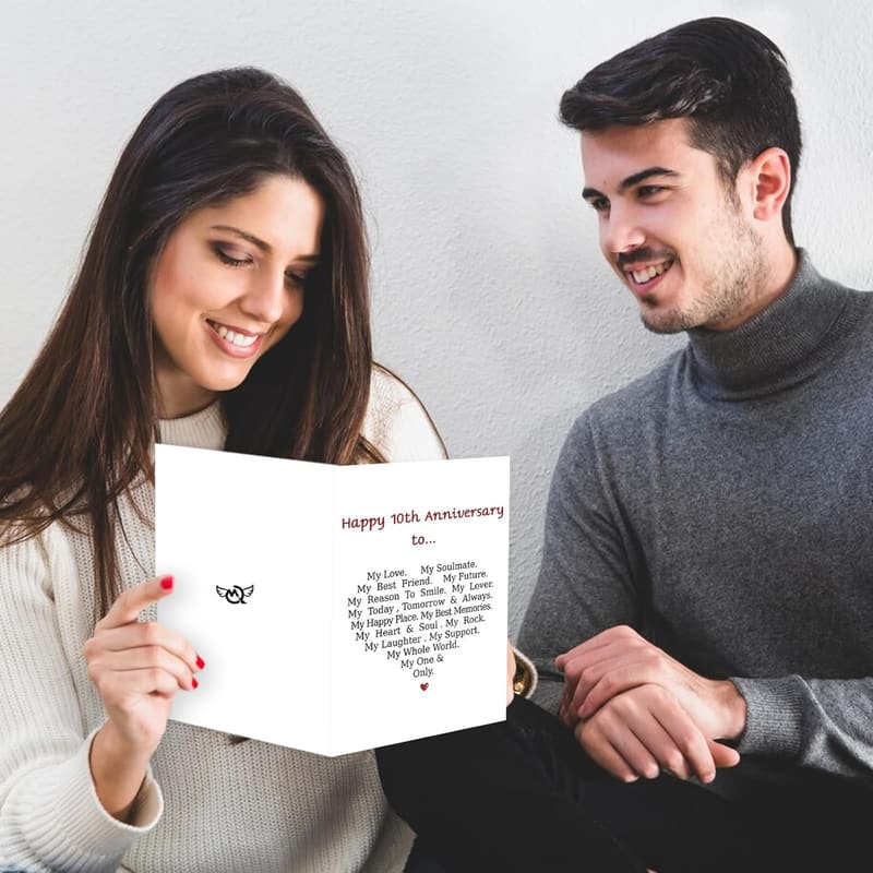 10th Anniversary Card for Couples - Funny & Sweet Message