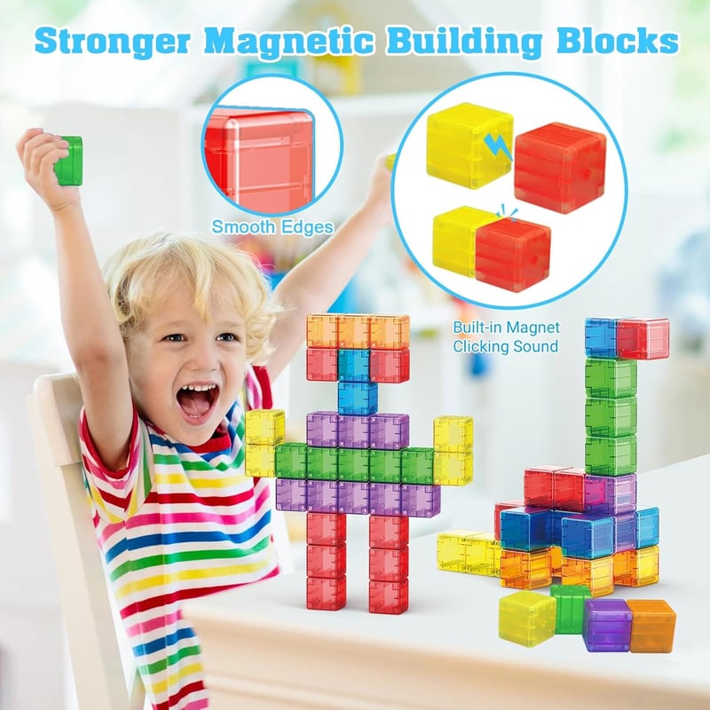 Translucent Magnetic Building Blocks Set for Toddlers
