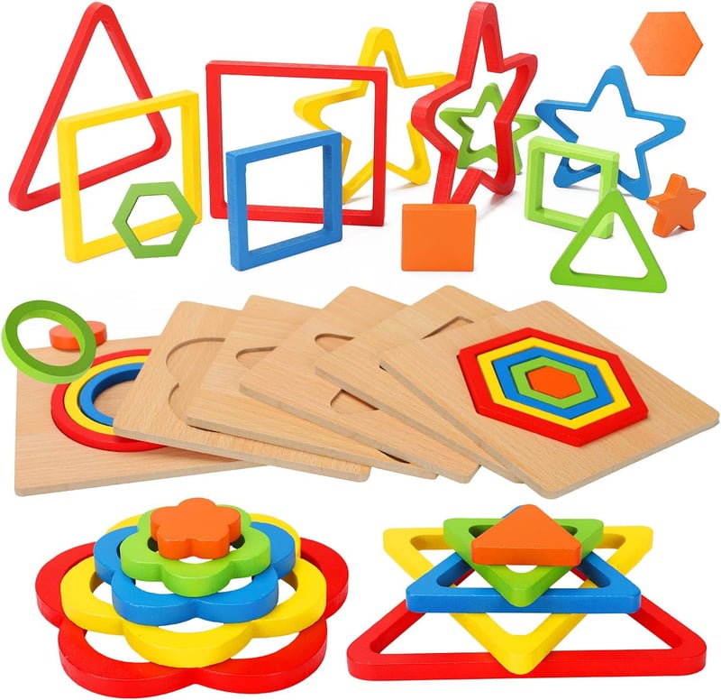 Montessori Wooden Shape Sorting Puzzle for Toddlers