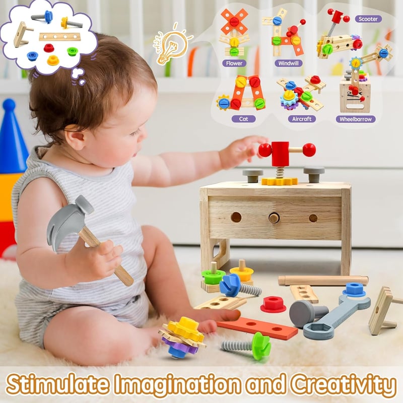 Montessori Wooden Tool Set for Toddlers - 29pcs Educational Toys
