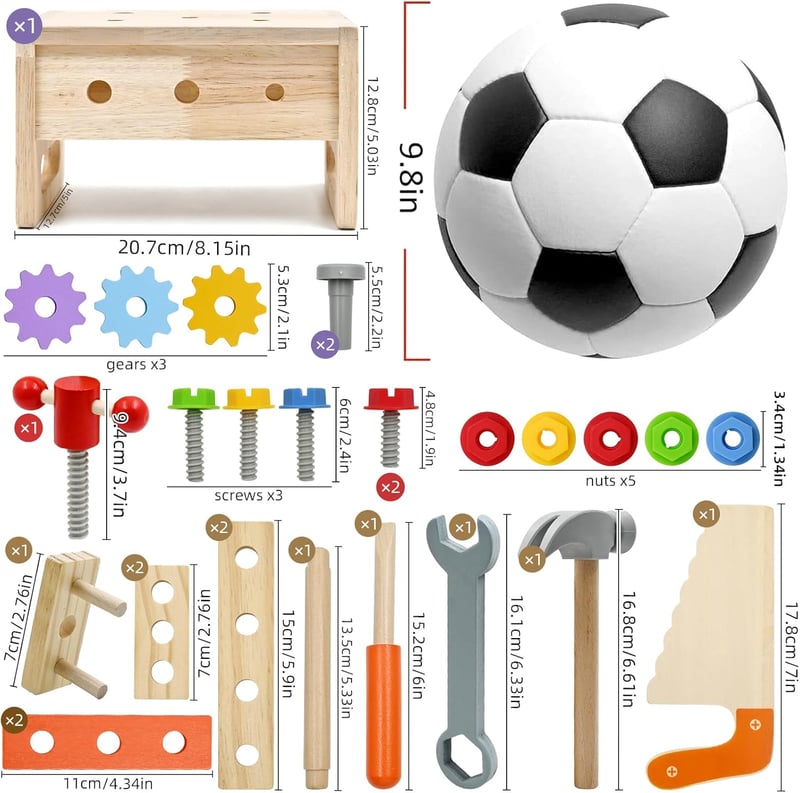 Montessori Wooden Tool Set for Toddlers - 29pcs Educational Toys