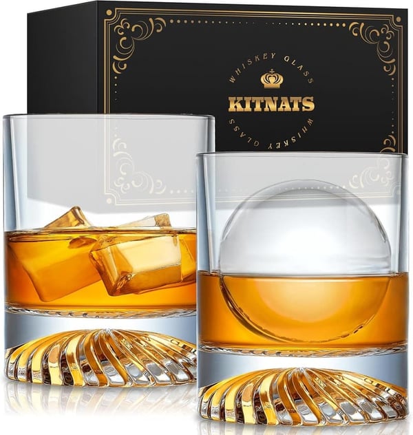 Old Fashioned Whiskey Glasses Set - Hand Blown Crystal, 12 oz
