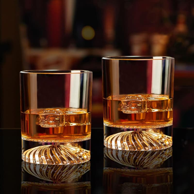 Old Fashioned Whiskey Glasses Set - Hand Blown Crystal, 12 oz