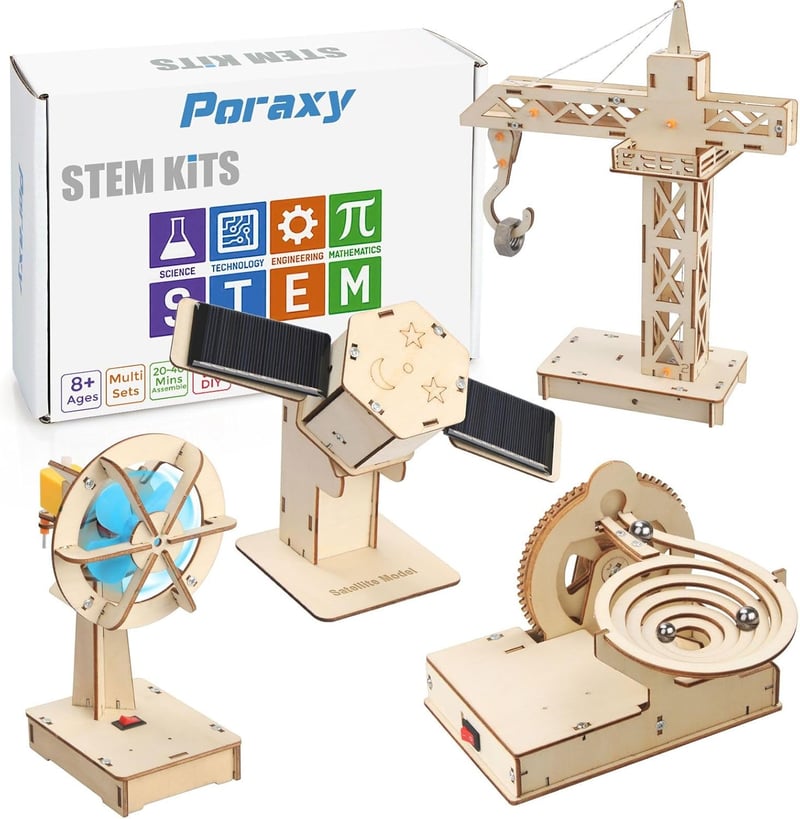 STEM Kit for Kids 8-12 - 4-in-1 Wooden Building Toys