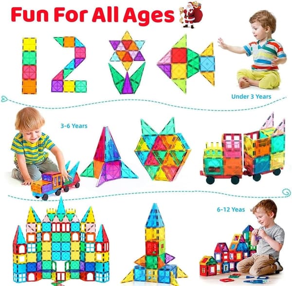 STEM Magnetic Building Tiles for Toddlers, 100 PCS