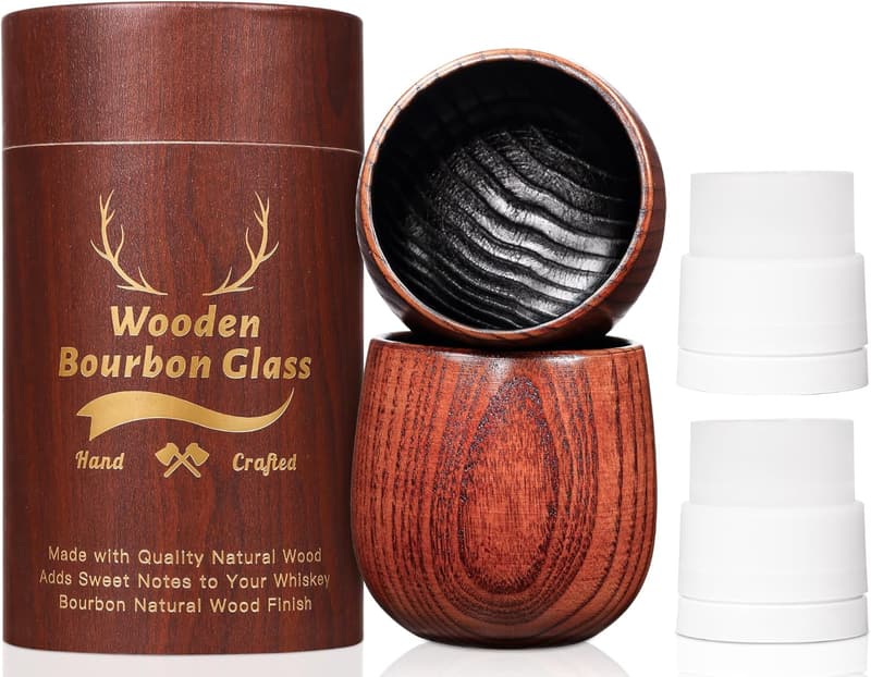 Handcrafted Wooden Whiskey Tumblers for Men - 2PCS Set
