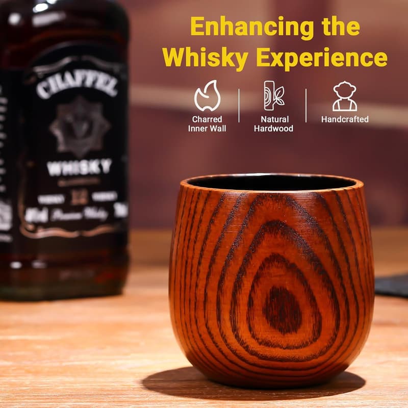 Handcrafted Wooden Whiskey Tumblers for Men - 2PCS Set