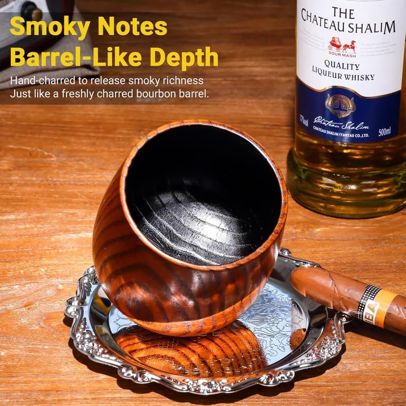 Handcrafted Wooden Whiskey Tumblers for Men - 2PCS Set