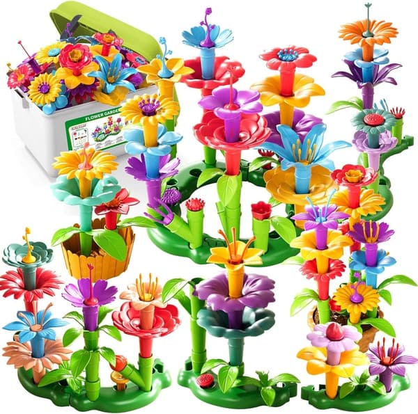 Flower Garden Building Set for Toddlers, 81pcs STEM Toy