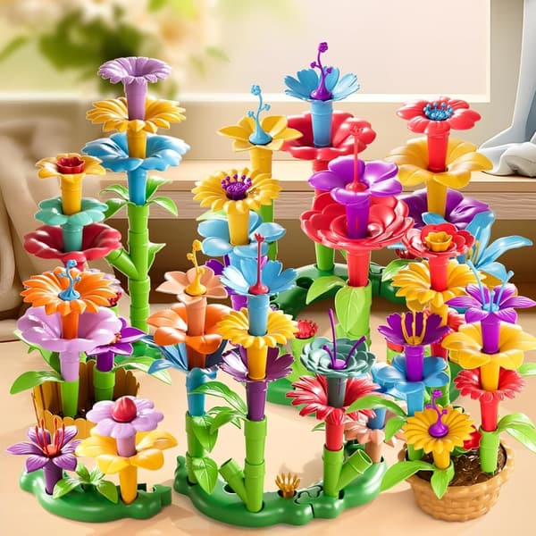 Flower Garden Building Set for Toddlers, 81pcs STEM Toy