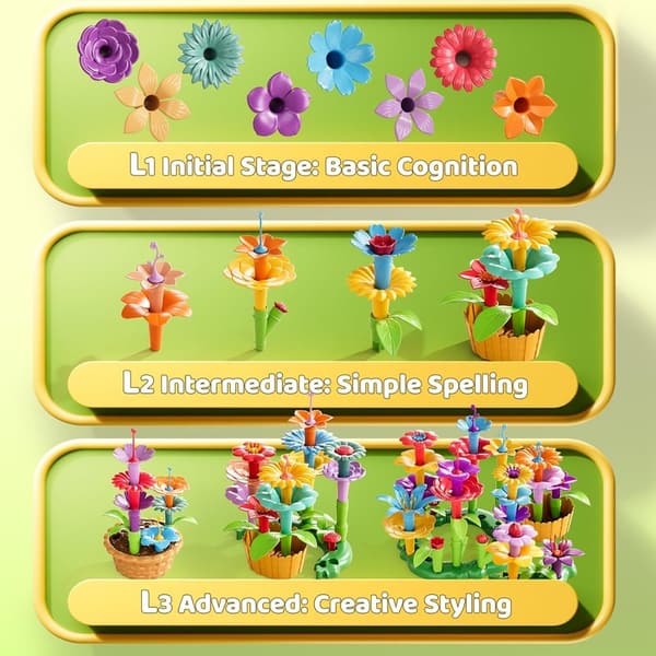 Flower Garden Building Set for Toddlers, 81pcs STEM Toy