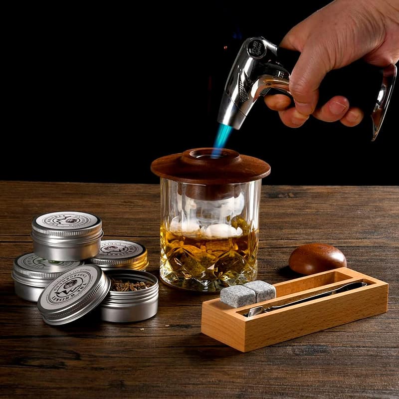 Cocktail Smoking Kit with Butane Torch & Wood Chips