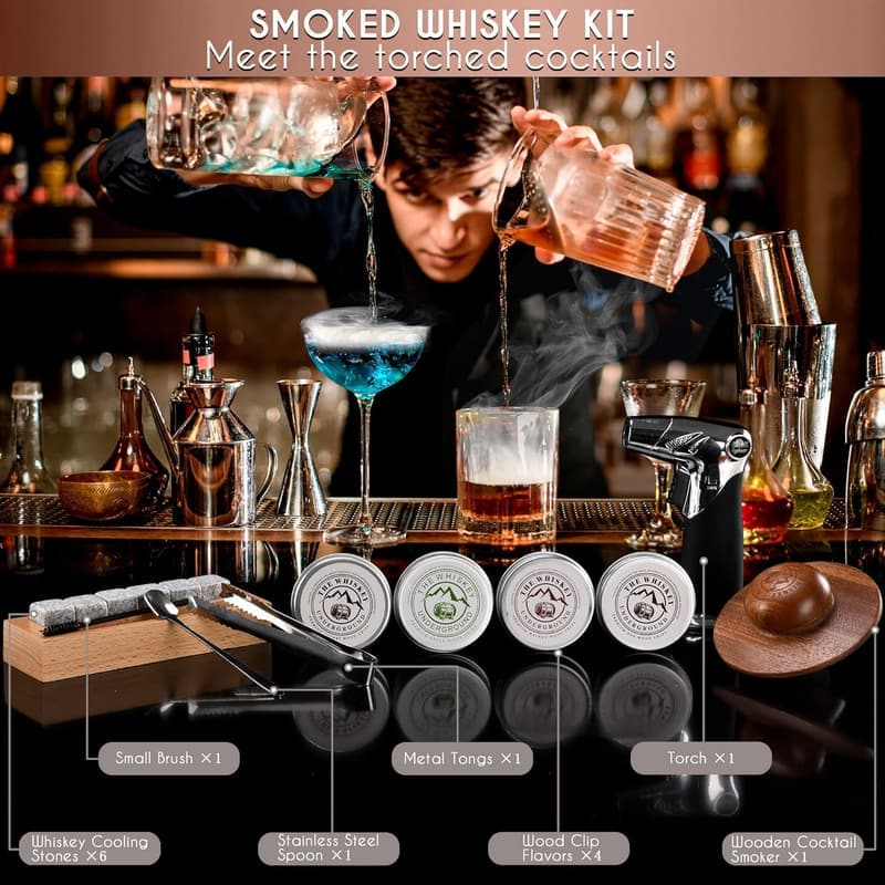 Cocktail Smoking Kit with Butane Torch & Wood Chips