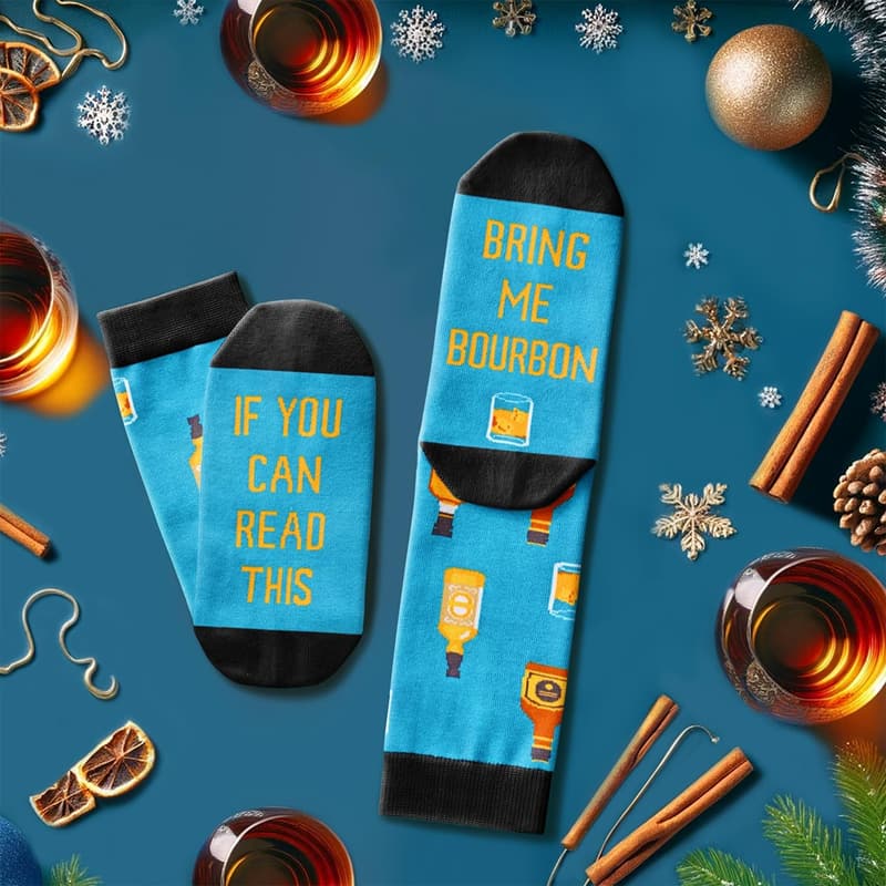 Bourbon Gift Socks for Drink Lovers - Funny Men's Drink Gifts
