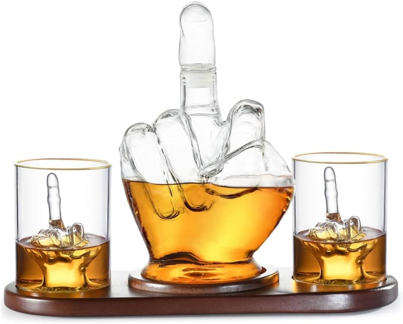 Middle Finger Whiskey Decanter Set - Unique Gift for Men