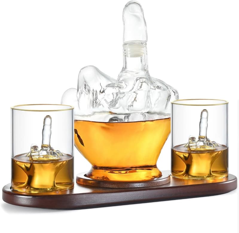 Middle Finger Whiskey Decanter Set - Unique Gift for Men