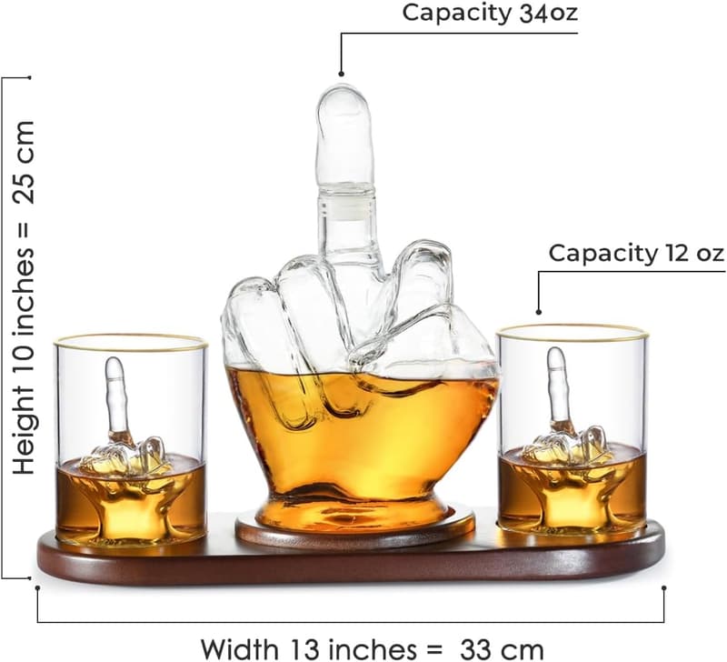 Middle Finger Whiskey Decanter Set - Unique Gift for Men