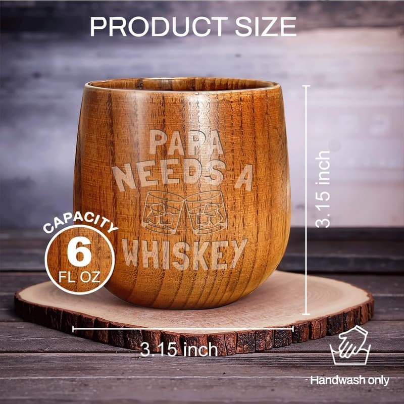 Personalized Wooden Bourbon Glass for Dad & Grandpa