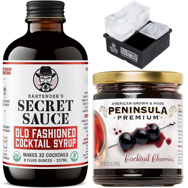 Organic Old Fashioned Cocktail Mix + Premium Cherries & Ice Mold