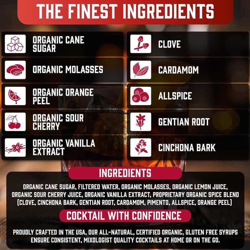 Organic Old Fashioned Cocktail Mix + Premium Cherries & Ice Mold