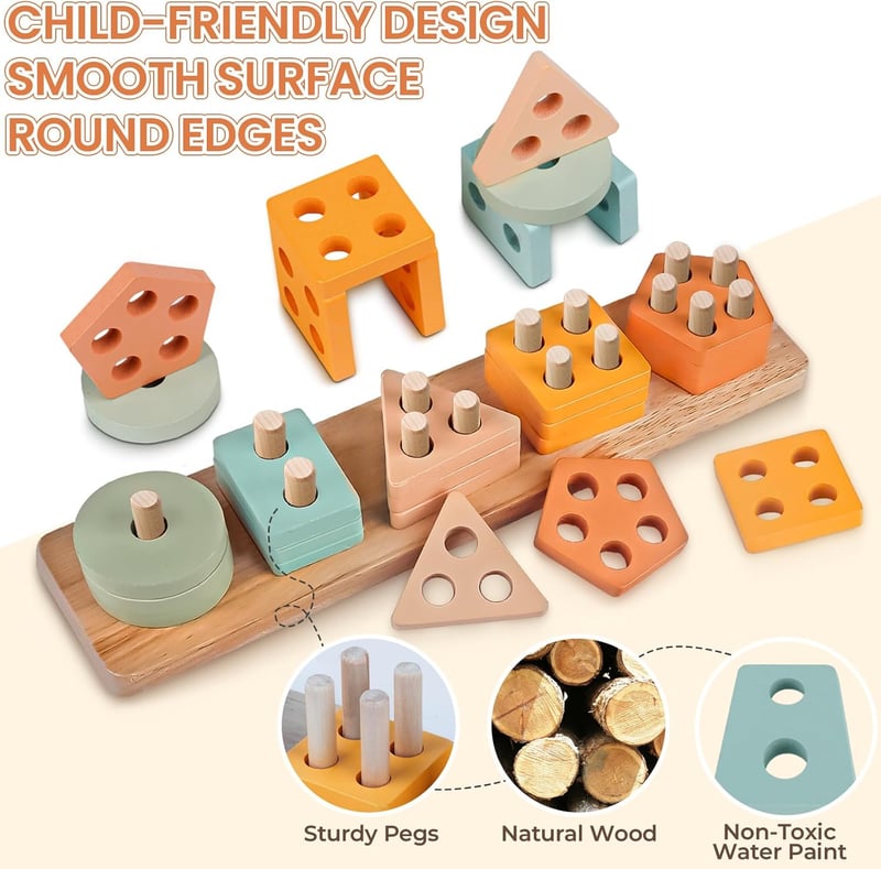 Wooden Musical Montessori Baby Toy Set for 1-Year-Olds