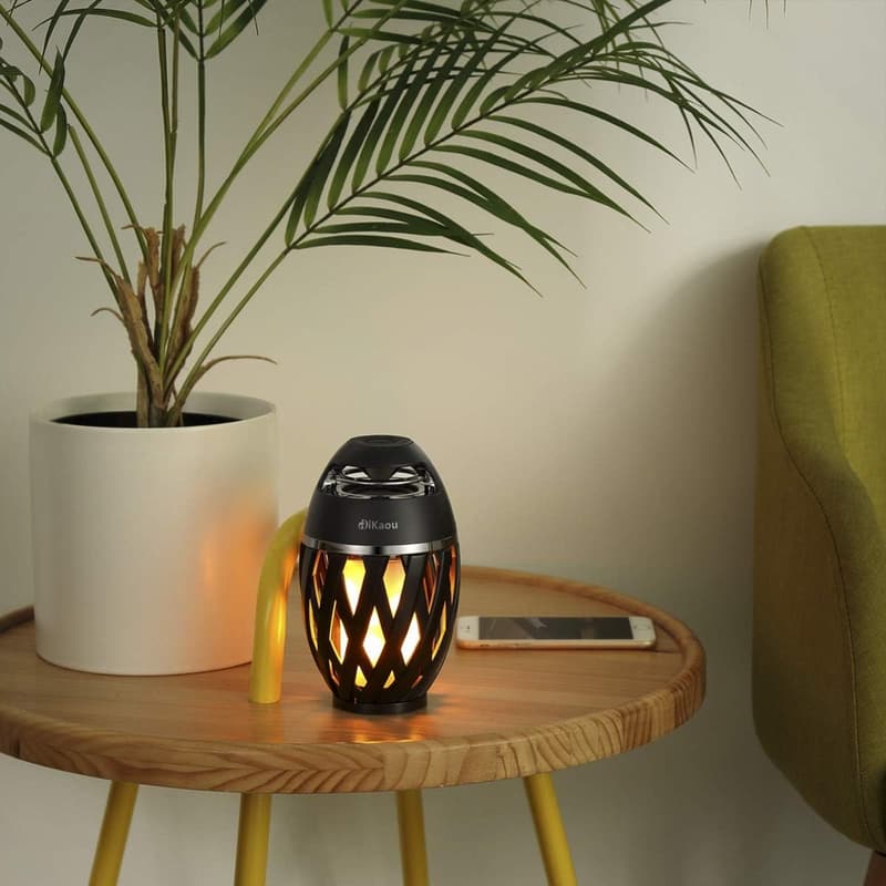 Rechargeable LED Flame Table Lamp with Bluetooth Speaker