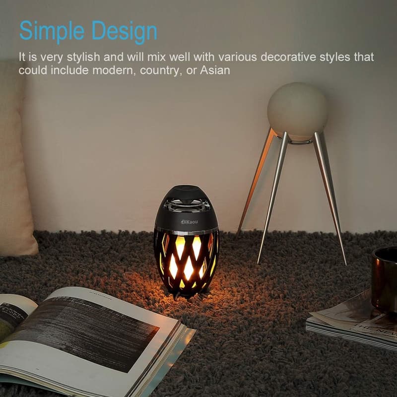 Rechargeable LED Flame Table Lamp with Bluetooth Speaker