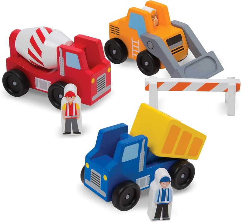 Construction Vehicle Wooden Play Set for Kids (8 pcs)