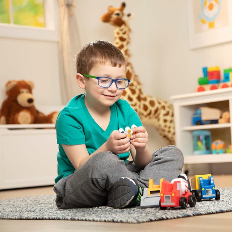 Construction Vehicle Wooden Play Set for Kids (8 pcs)