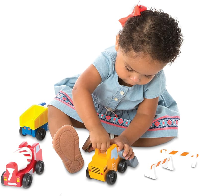 Construction Vehicle Wooden Play Set for Kids (8 pcs)