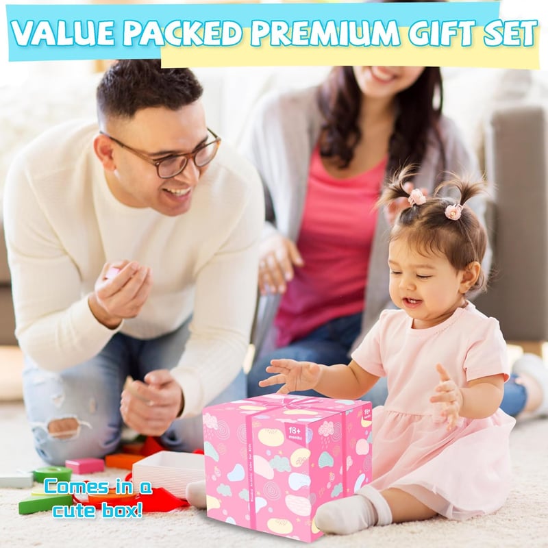 First Birthday Gift: 8-in-1 Wooden Montessori Activity Cube for Toddlers