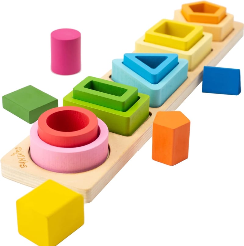 Montessori Wooden Sorting & Stacking Toys for Toddlers