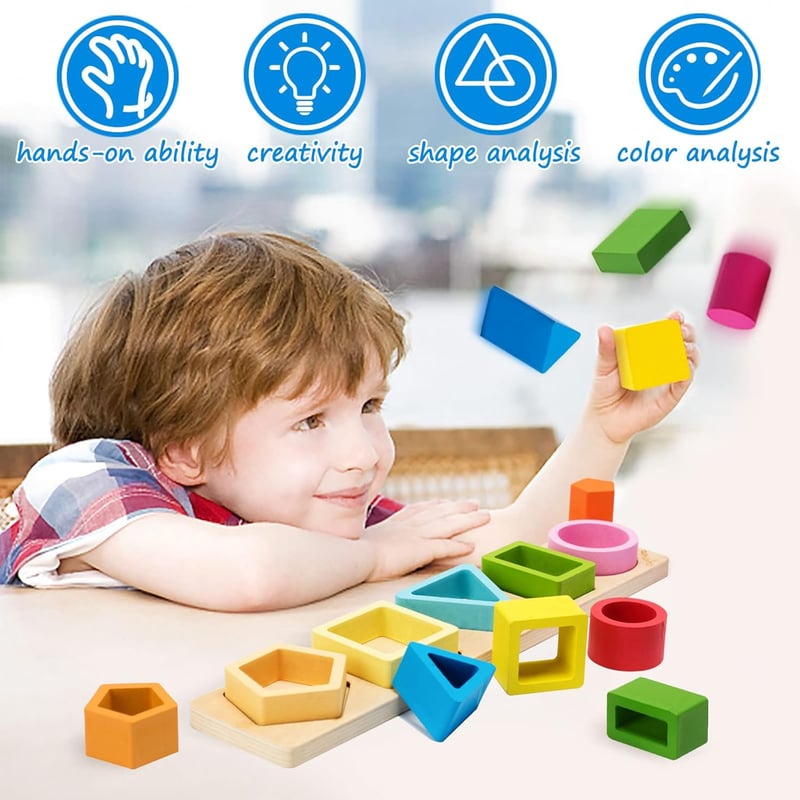 Montessori Wooden Sorting & Stacking Toys for Toddlers
