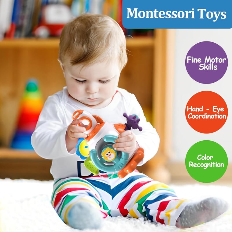 Travel Activities Montessori Busy Board Cube for Toddlers 1-3