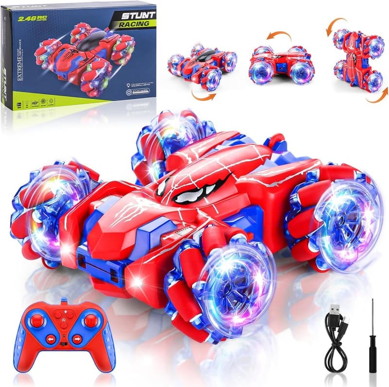 Rechargeable 4WD Spider RC Car - 360° Stunt Toy for Boys