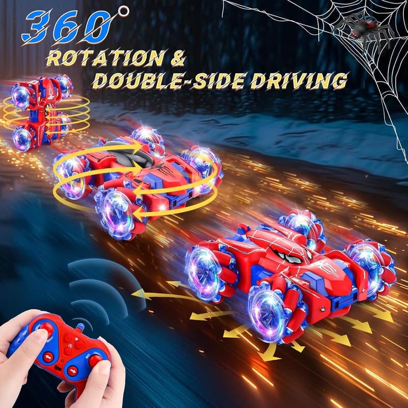 Rechargeable 4WD Spider RC Car - 360° Stunt Toy for Boys