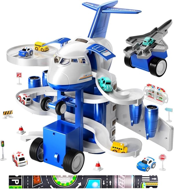 Birthday Gifts: TEMI Airplane Race Track Set with 8 Cars