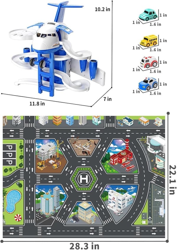 Birthday Gifts: TEMI Airplane Race Track Set with 8 Cars