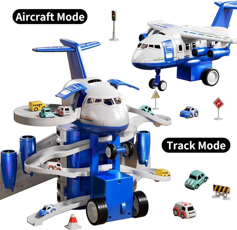 Birthday Gifts: TEMI Airplane Race Track Set with 8 Cars