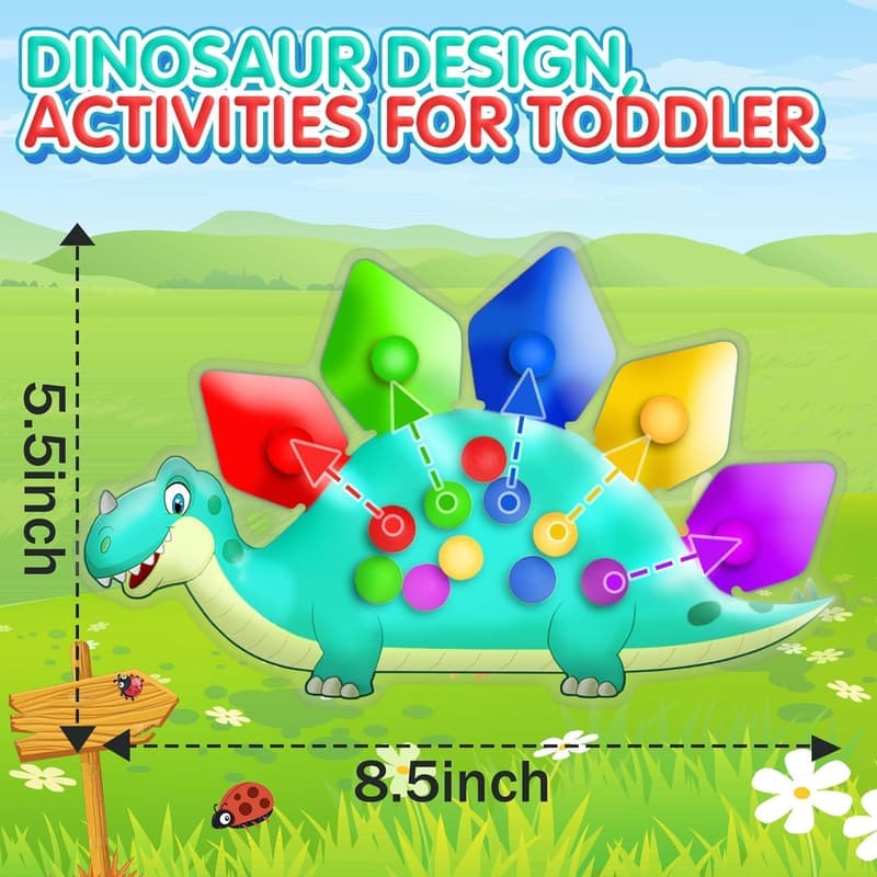 Dinosaur Color Sorting Sensory Toy for Toddler Educational Play