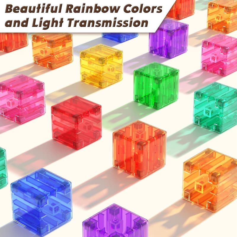 Magnetic Building Blocks Set - 45 Transparent Cubes for Ages 3+