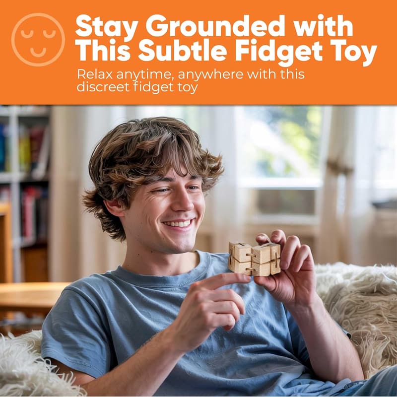 Fidget Toy for Teen Boys - Beech Wood Infinity Cube
