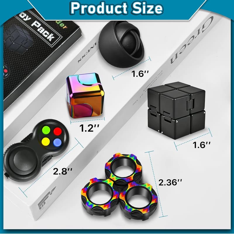Fidget Toys Set for Adults - 5 EDC Desk Gadgets & Stress Relief