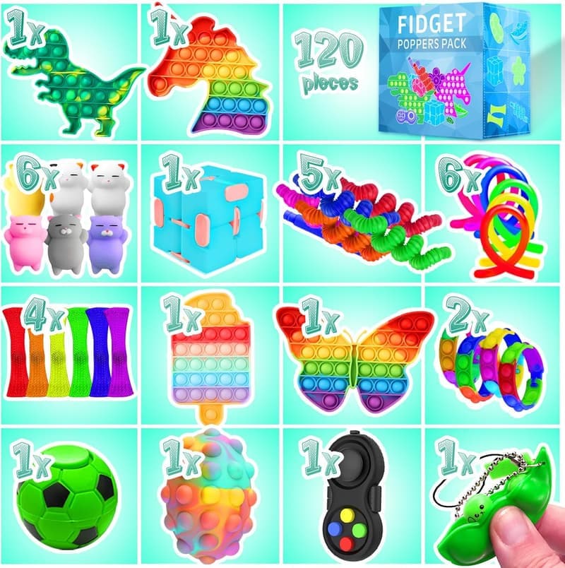 Sensory Fidget Toys Set - 120 Pack for Kids & Adults