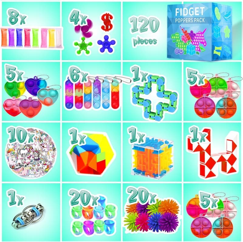 Sensory Fidget Toys Set - 120 Pack for Kids & Adults