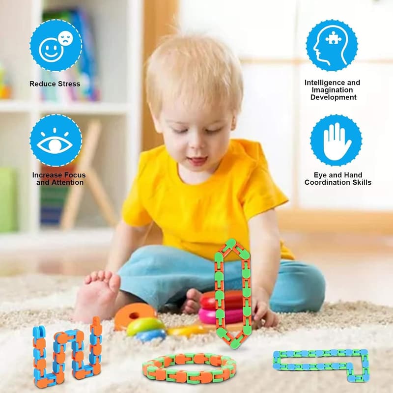 Fidget Snake Toys Set for Kids & Adults - Stress Relief 8 Pack